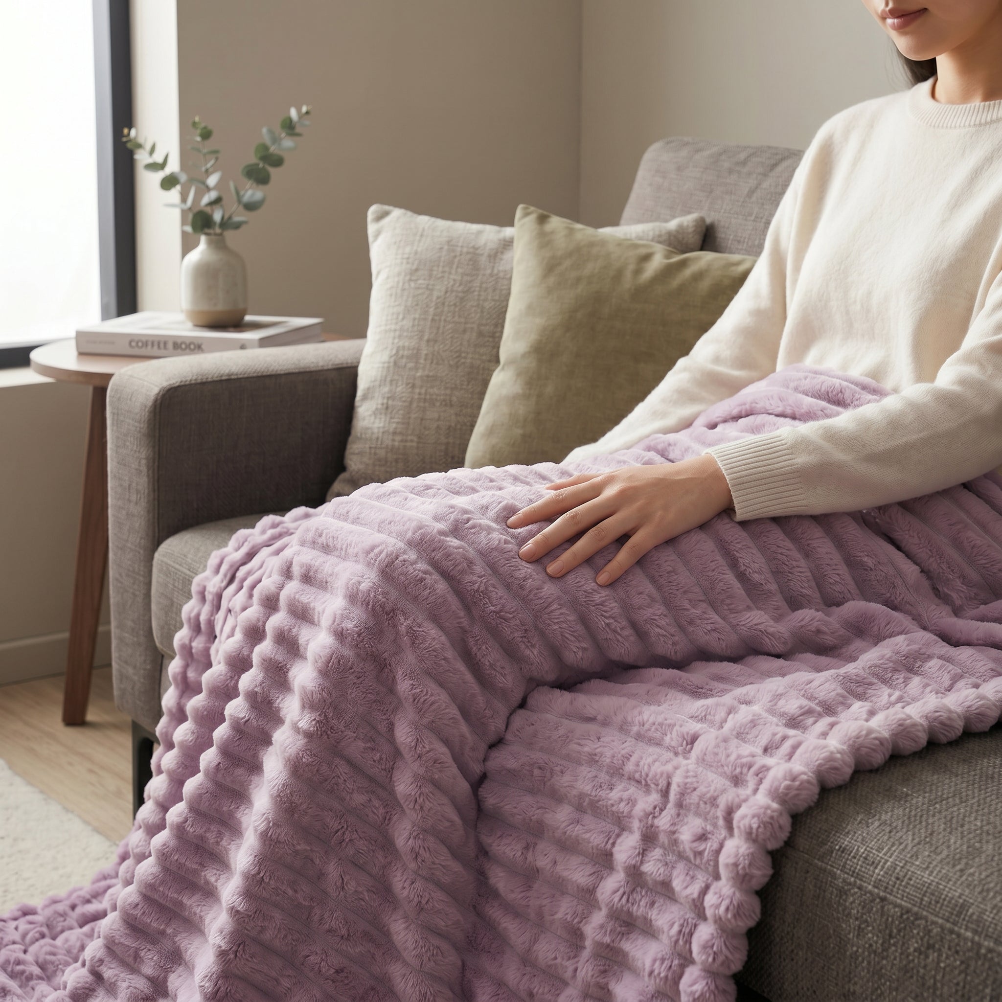 SOGA 150x200cm Purple Flannel Polyester Throw Blanket