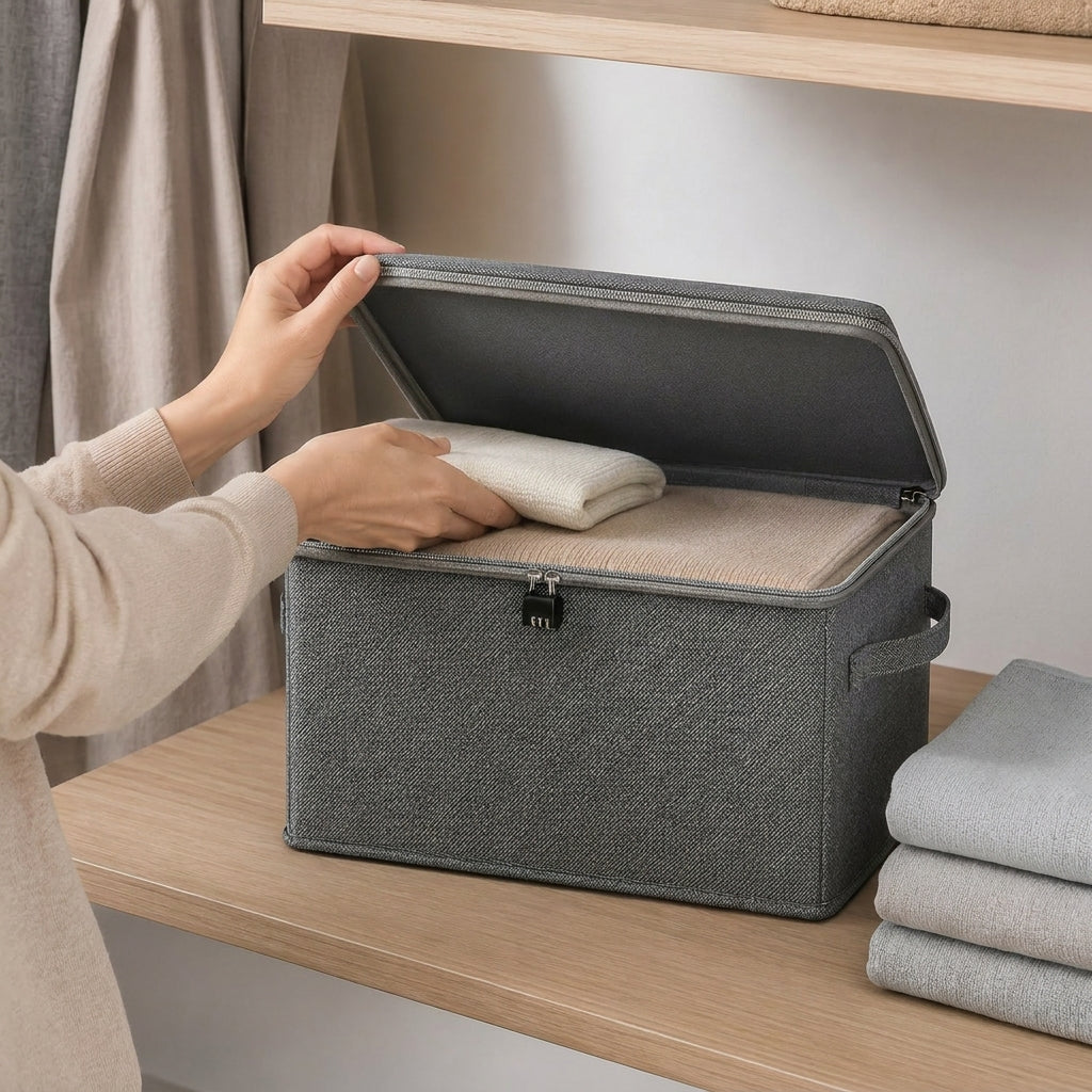 SOGA (40x30x20cm) Grey Fabric Storage Box Home Organizer ( Large)