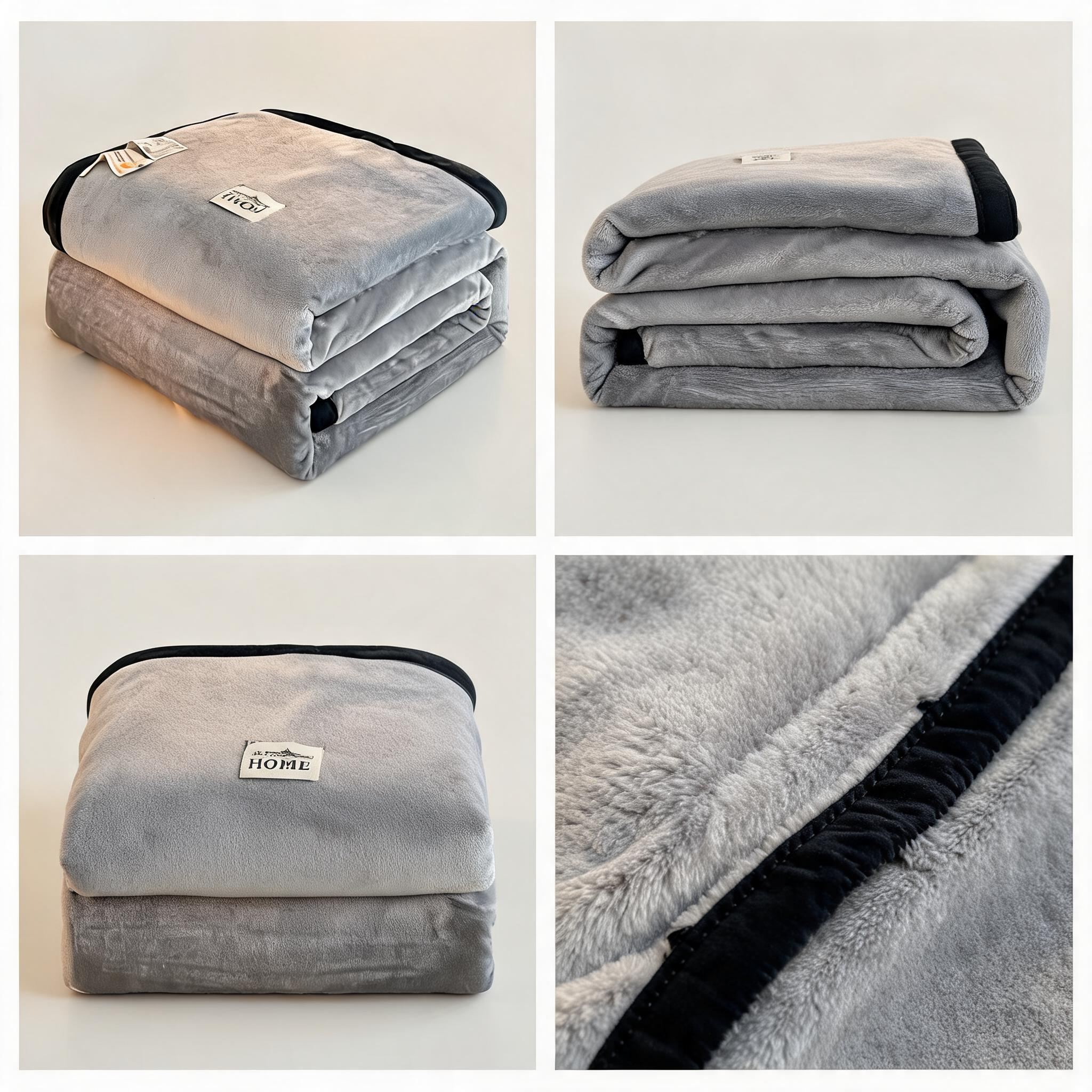 SOGA 230x200cm Silver Flannel Polyester Throw Blanket