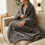SOGA 150x200cm Grey Flannel Polyester Throw Blanket