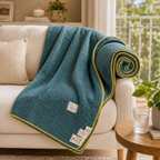 SOGA 230x200cm Grayish-green Flannel Polyester Throw Blanket