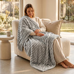 SOGA 230x200cm Silver Flannel Polyester Throw Blanket