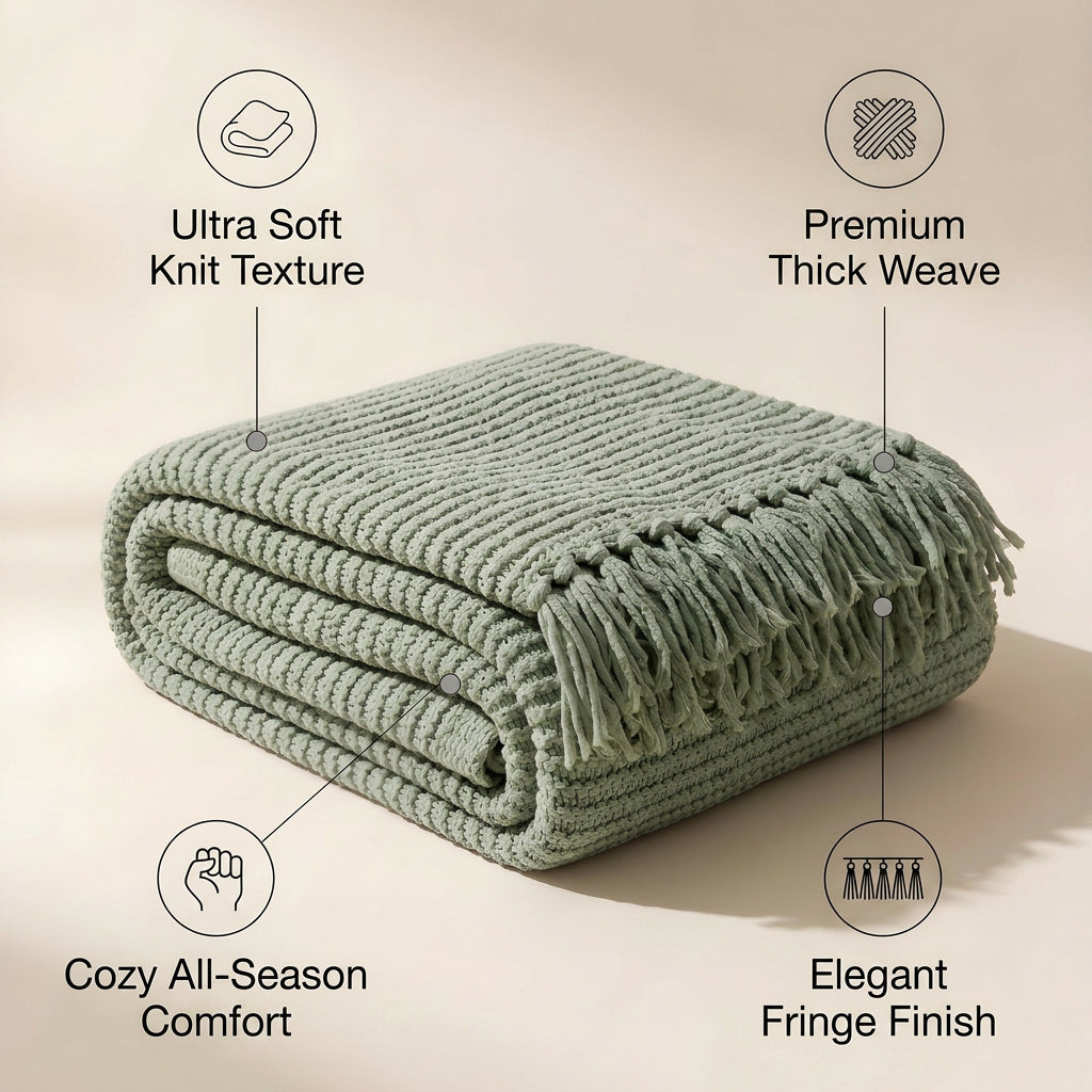 SOGA Sage Green Polyester Throw Blanket 45x35x12cm Soft Cozy Sofa Bed