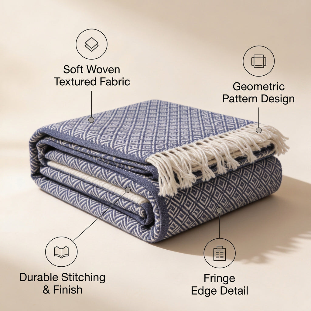 SOGA Deep Navy Throw Blanket 127x170cm Soft Polyester Cozy Sofa