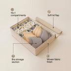 SOGA (44x29x13cm) Beige 15+1 Compartment Fabric Storage Box Organizer