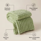 SOGA 230x200cm Light Green Flannel Polyester Throw Blanket