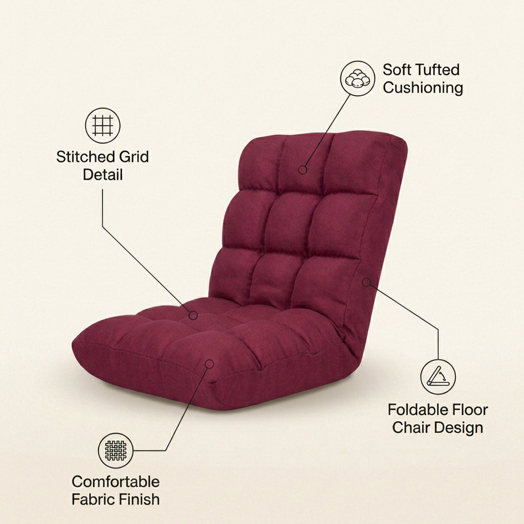 SOGA Burgundy Flannel Lounge Chair Cushion Soft Comfortable Seat Pad