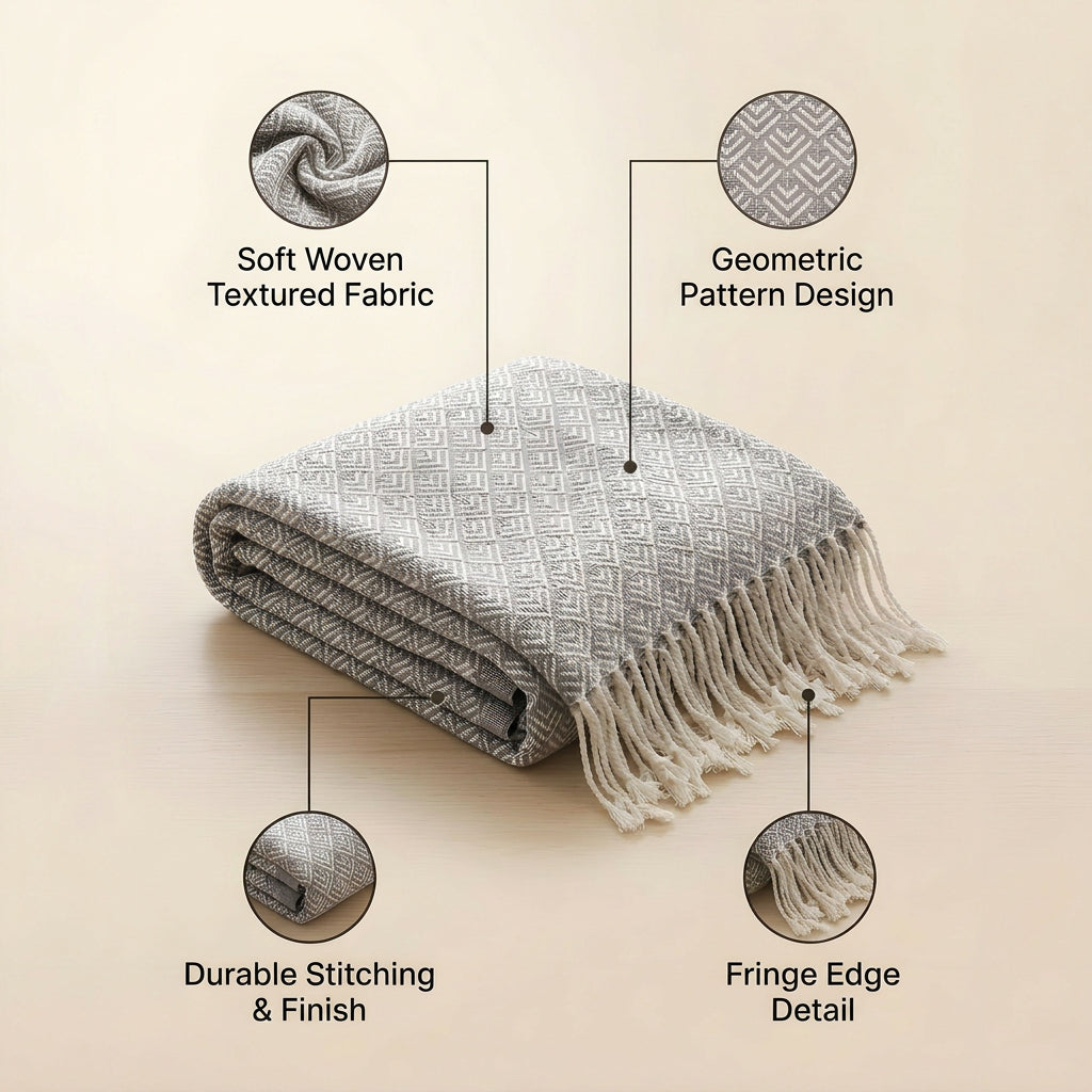 SOGA Grey Throw Blanket 127x170cm Soft Polyester Cozy Sofa Bed