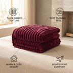 SOGA 150x200cm Burgundy Flannel Polyester Throw Blanket