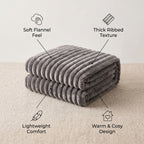 SOGA 150x200cm Grey Flannel Polyester Throw Blanket