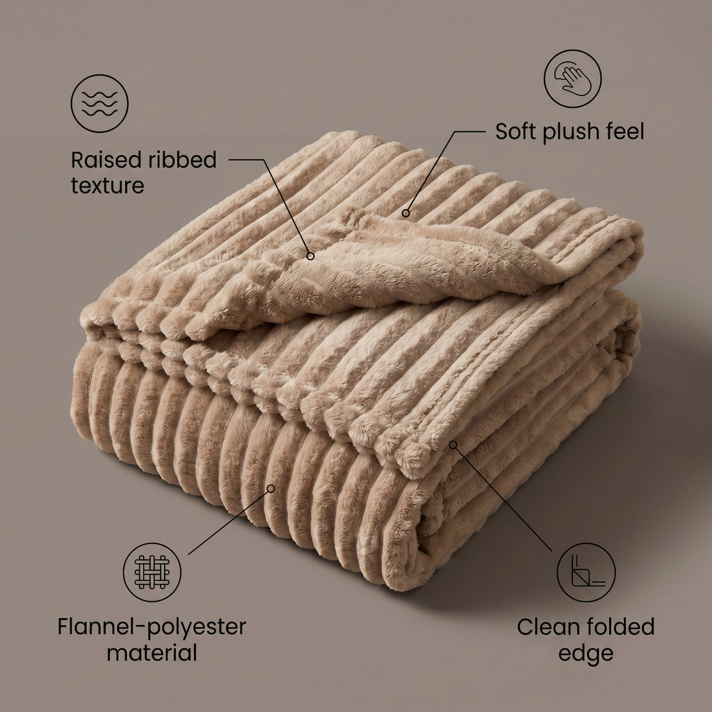 SOGA 230x200cm Light Coffee Flannel Polyester Throw Blanket