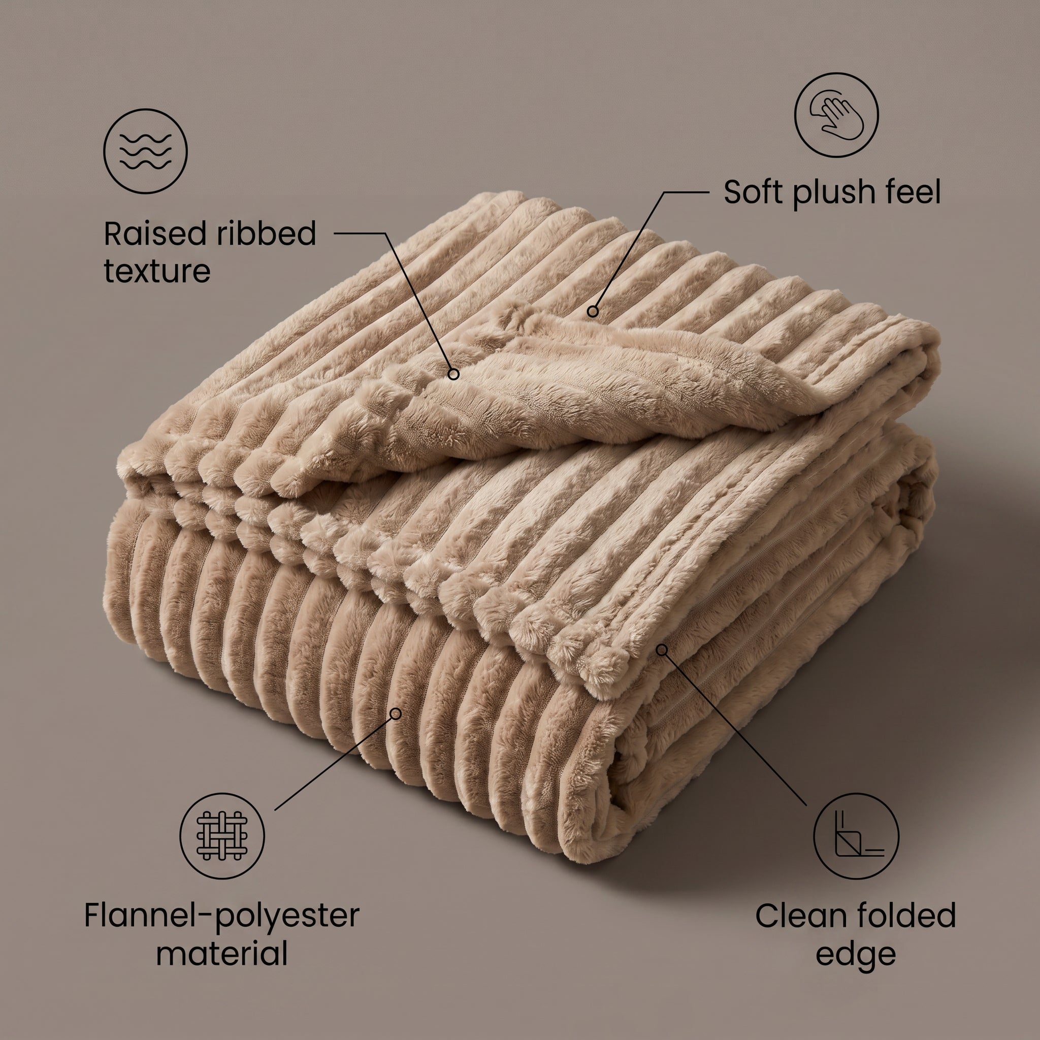 SOGA 230x200cm Light Coffee Flannel Polyester Throw Blanket