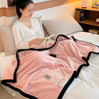 SOGA 230x200cm Pink Flannel Polyester Throw Blanket
