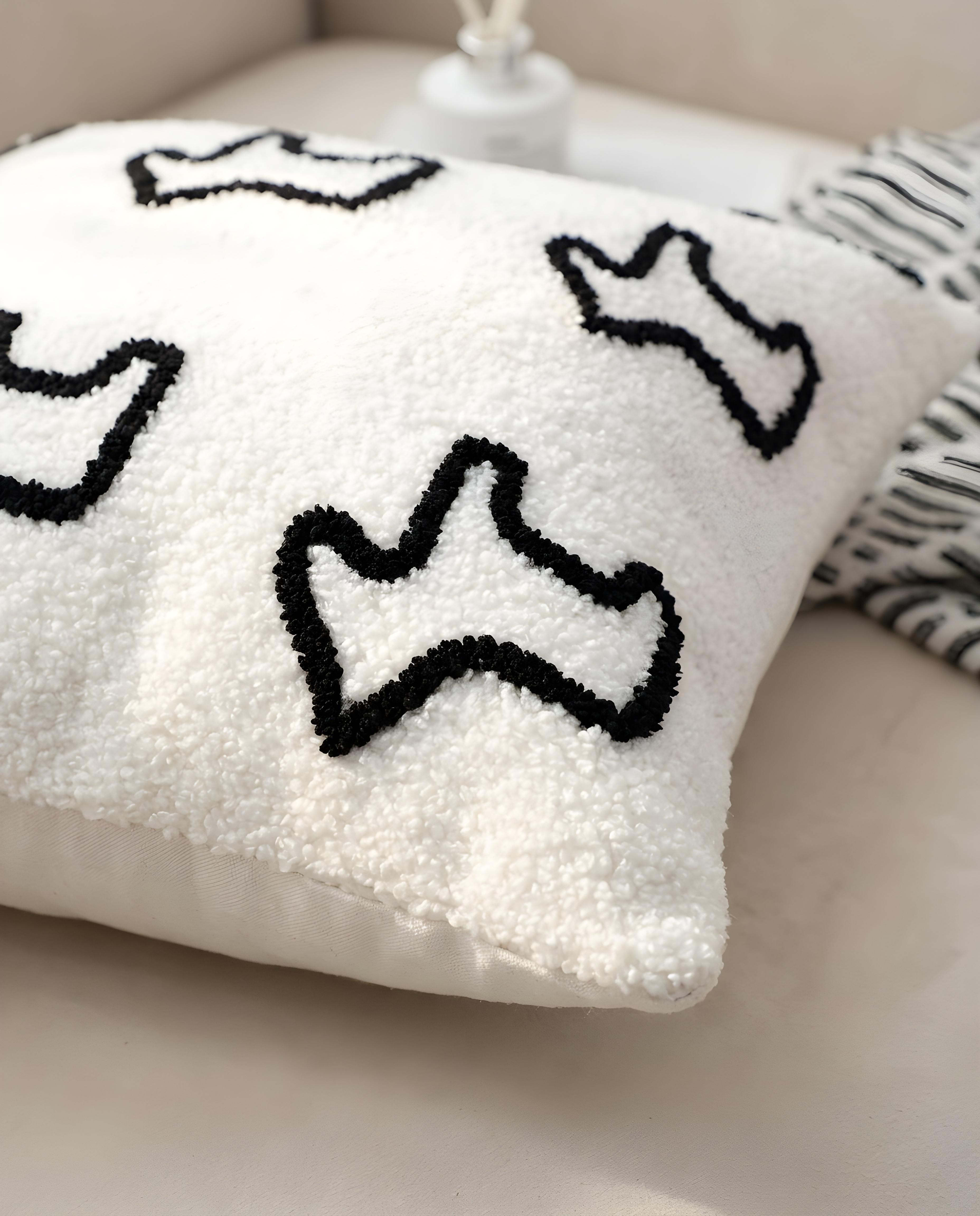45cm Throw Pillow White Teddy Fleece Square