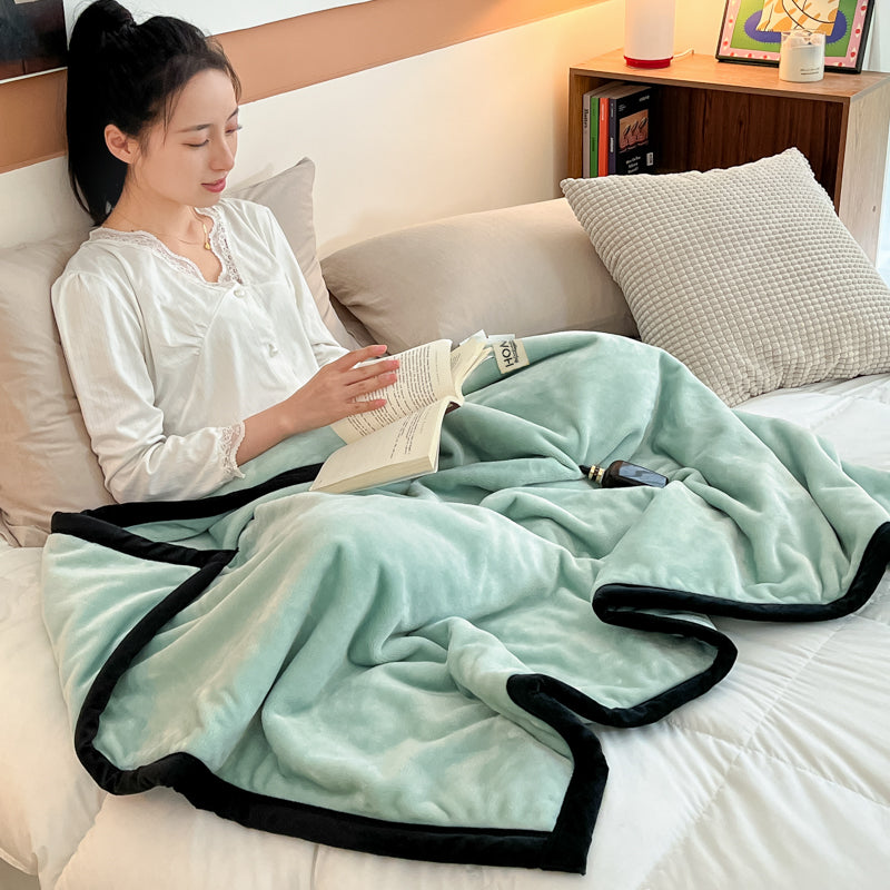 SOGA 230x200cm Mint Green Flannel Polyester Throw Blanket
