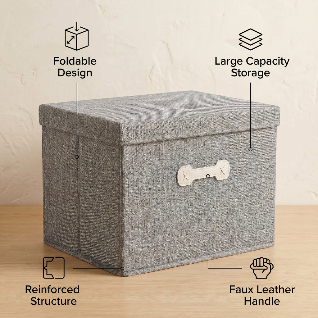 SOGA (60x42x35cm) Grey 88L Fabric Storage Box Organizer