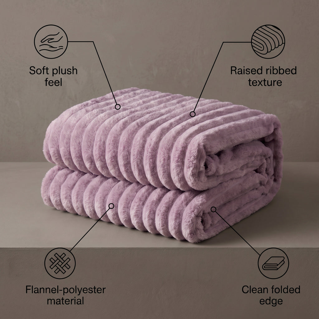 SOGA 230x200cm Purple Flannel Polyester Throw Blanket