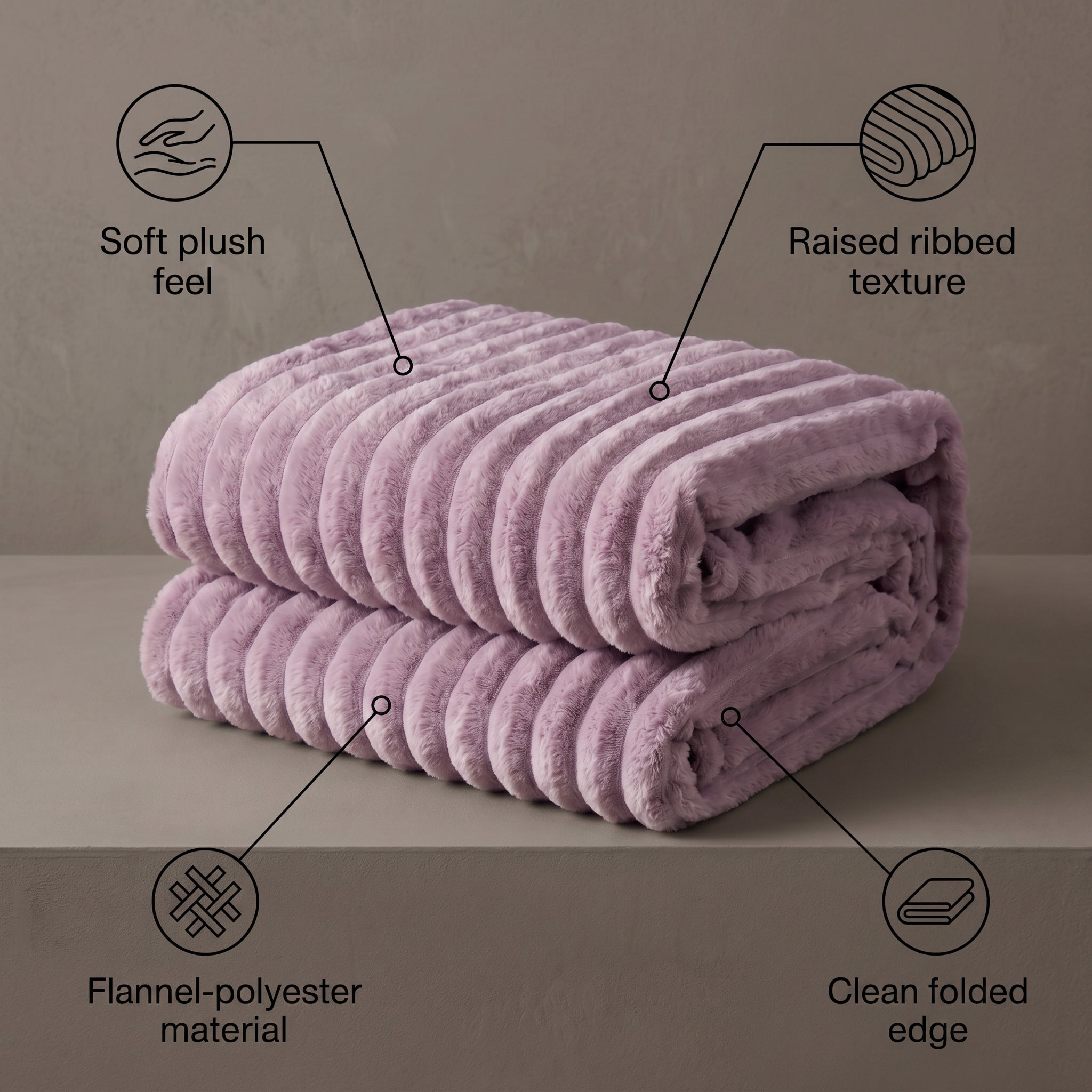 SOGA 230x200cm Purple Flannel Polyester Throw Blanket