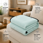 SOGA 230x200cm Mint Green Flannel Polyester Throw Blanket