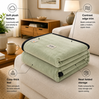 SOGA 230x200cm Green Flannel Polyester Throw Blanket