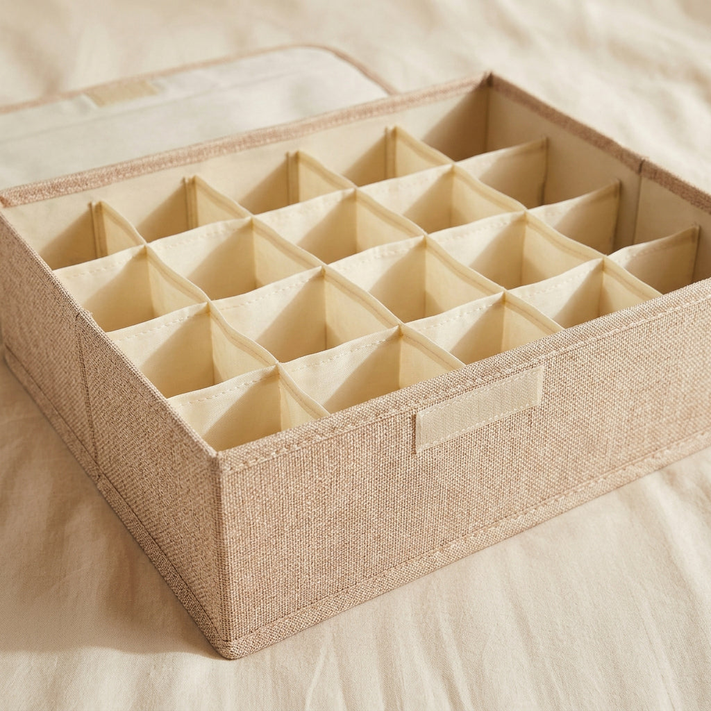 SOGA (43x29x13cm) Beige 30 Compartment Fabric Storage Box Organizer
