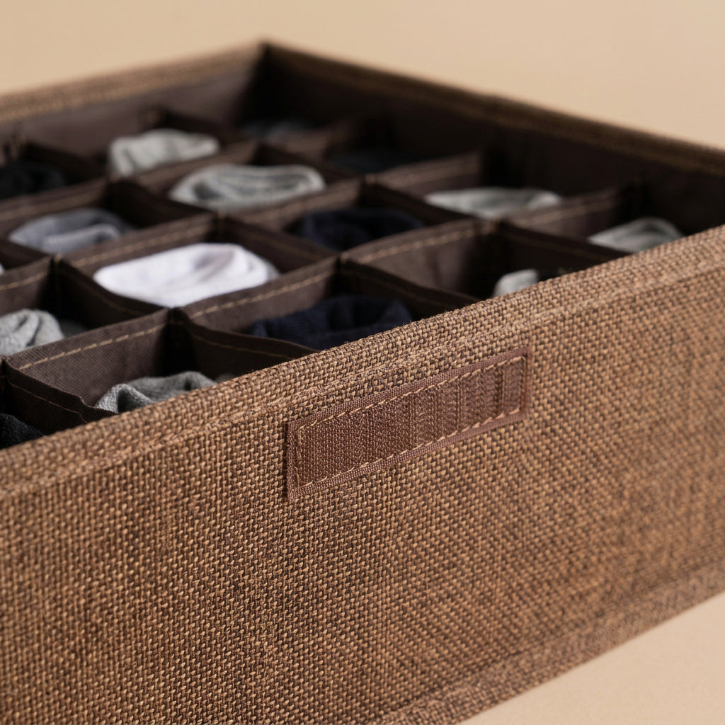 SOGA (43x29x13cm) Coffee 30 Compartment Fabric Storage Box Organizer