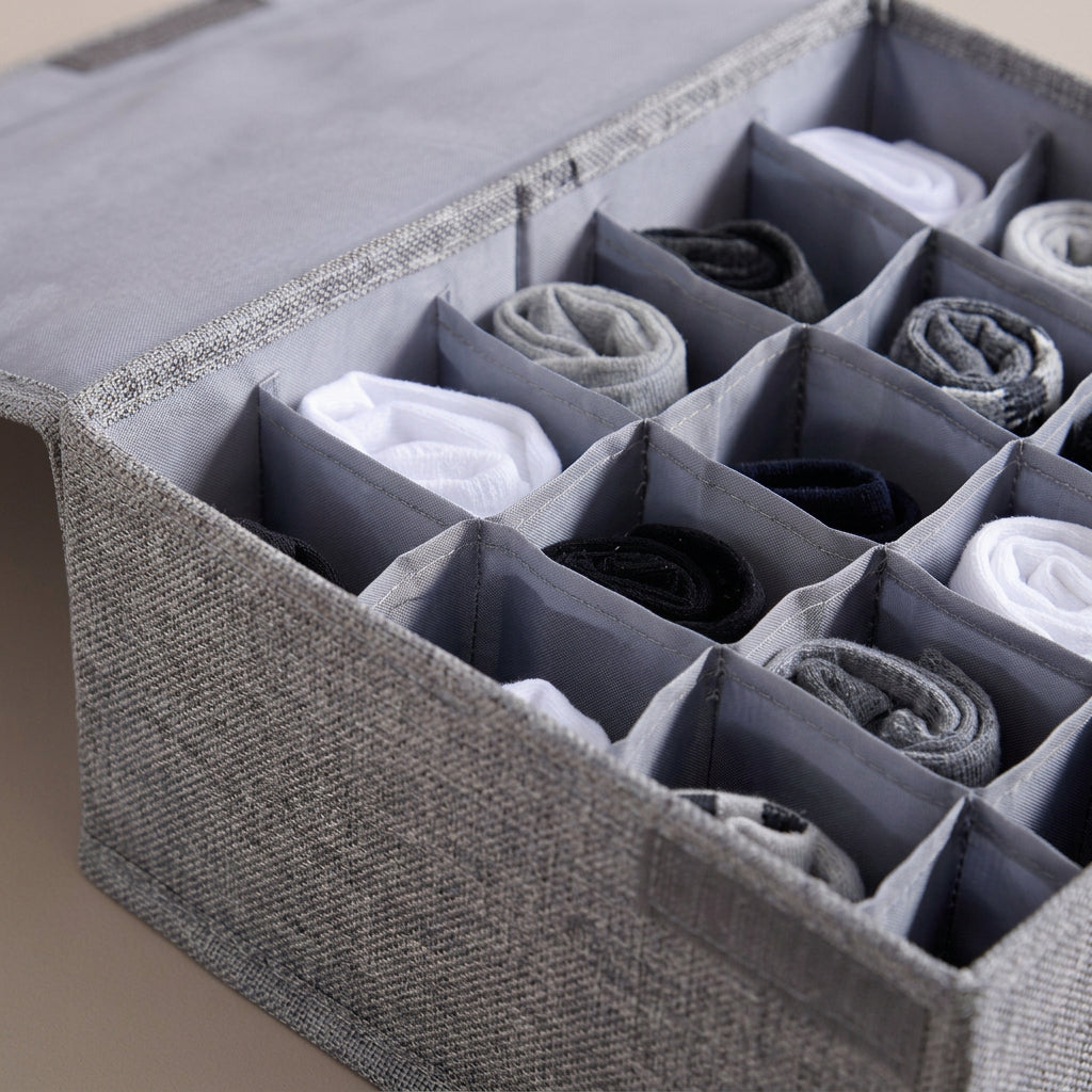 SOGA (43x29x13cm) Grey 30 Compartment Fabric Storage Box Organizer