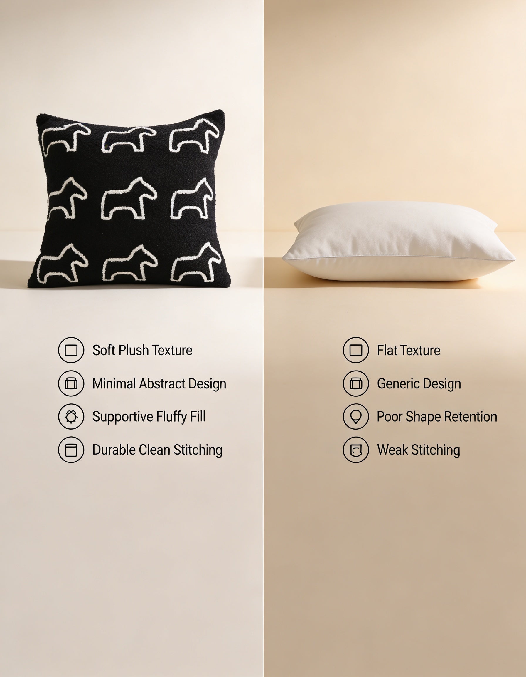 45cm Throw Pillow Black Teddy Fleece Square