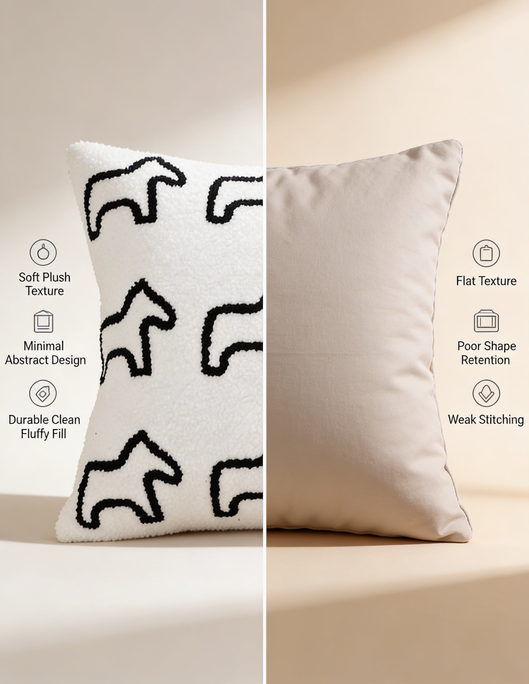 45cm Throw Pillow White Teddy Fleece Square