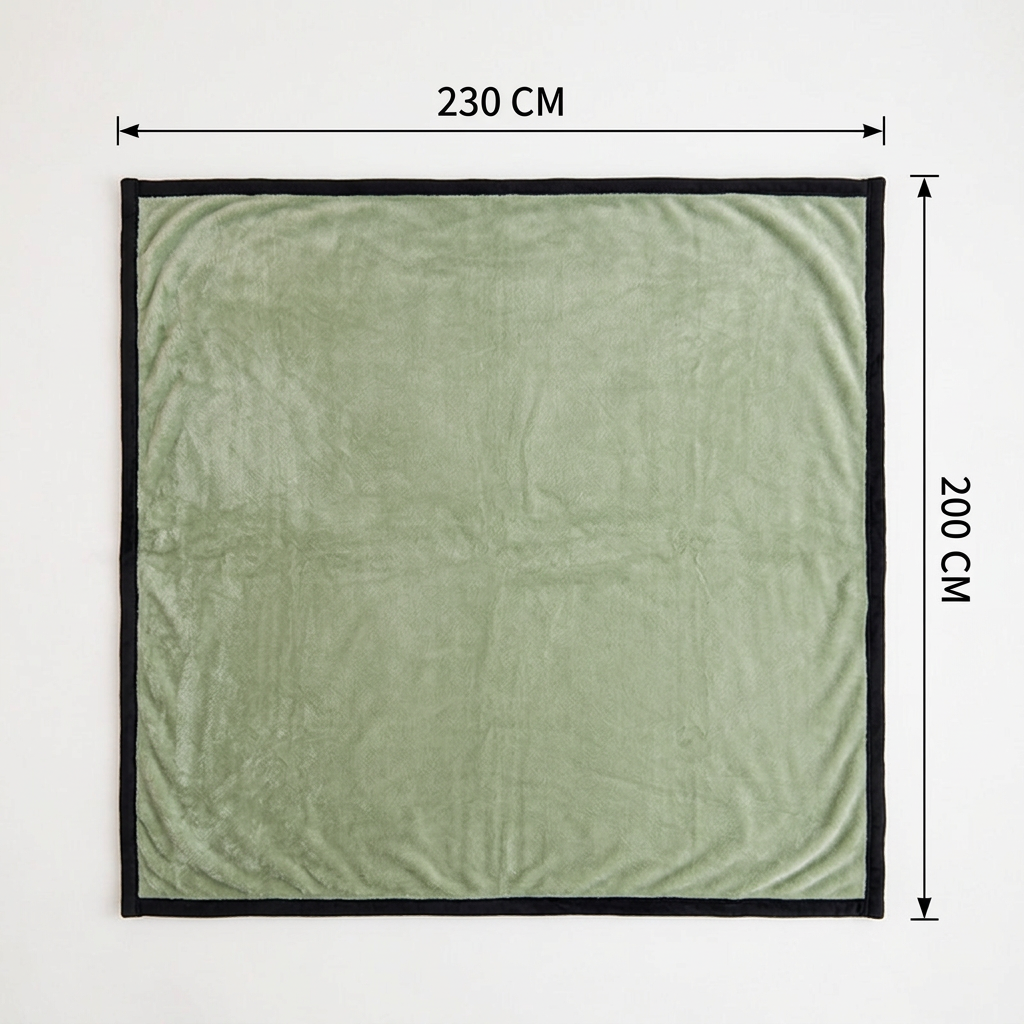 SOGA 230x200cm Green Flannel Polyester Throw Blanket