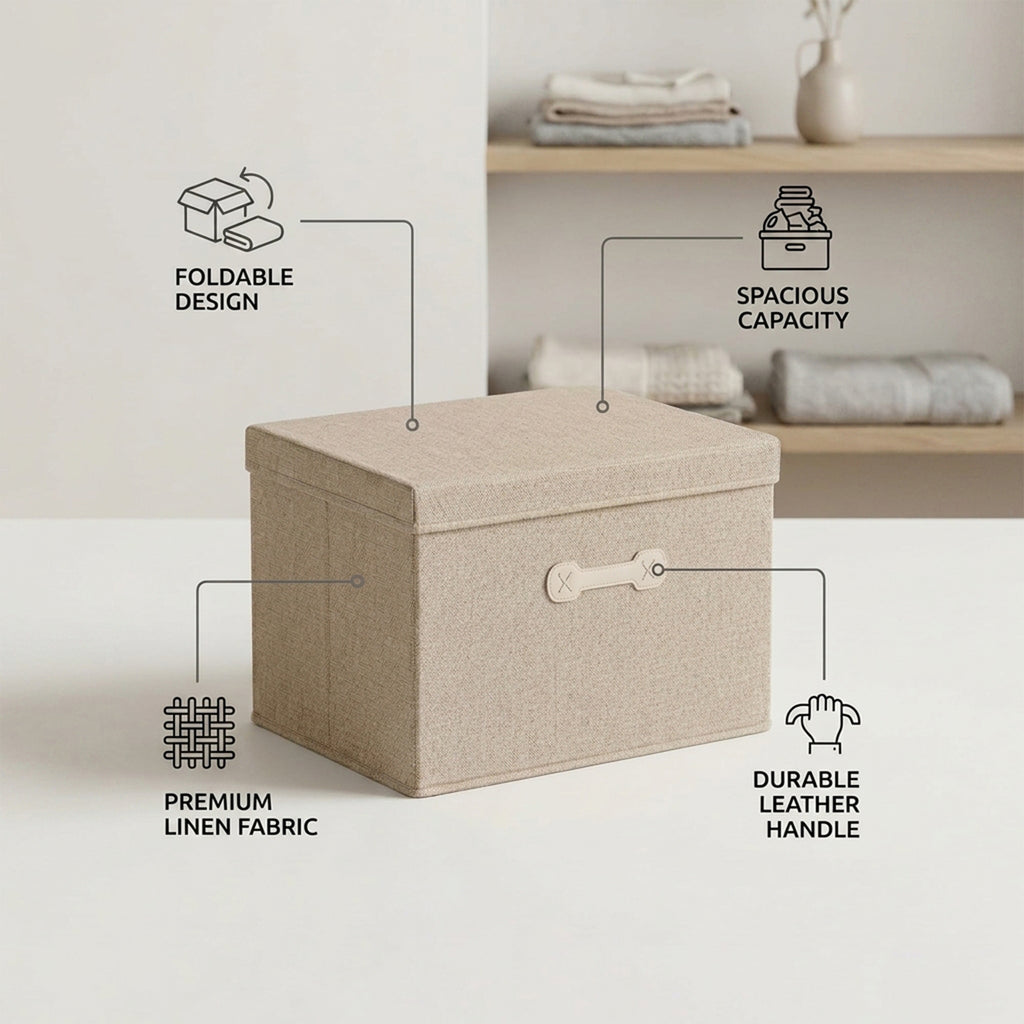 SOGA (50x40x30cm) Khaki 60L Fabric Storage Box Organizer