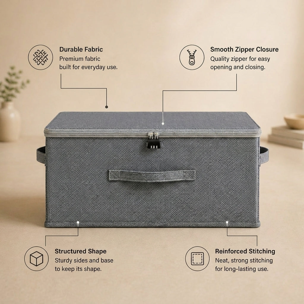 SOGA (45x35x25cm) Grey Fabric Storage Box Home Organizer