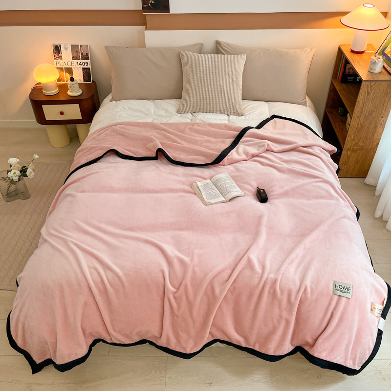 SOGA 230x200cm Pink Flannel Polyester Throw Blanket