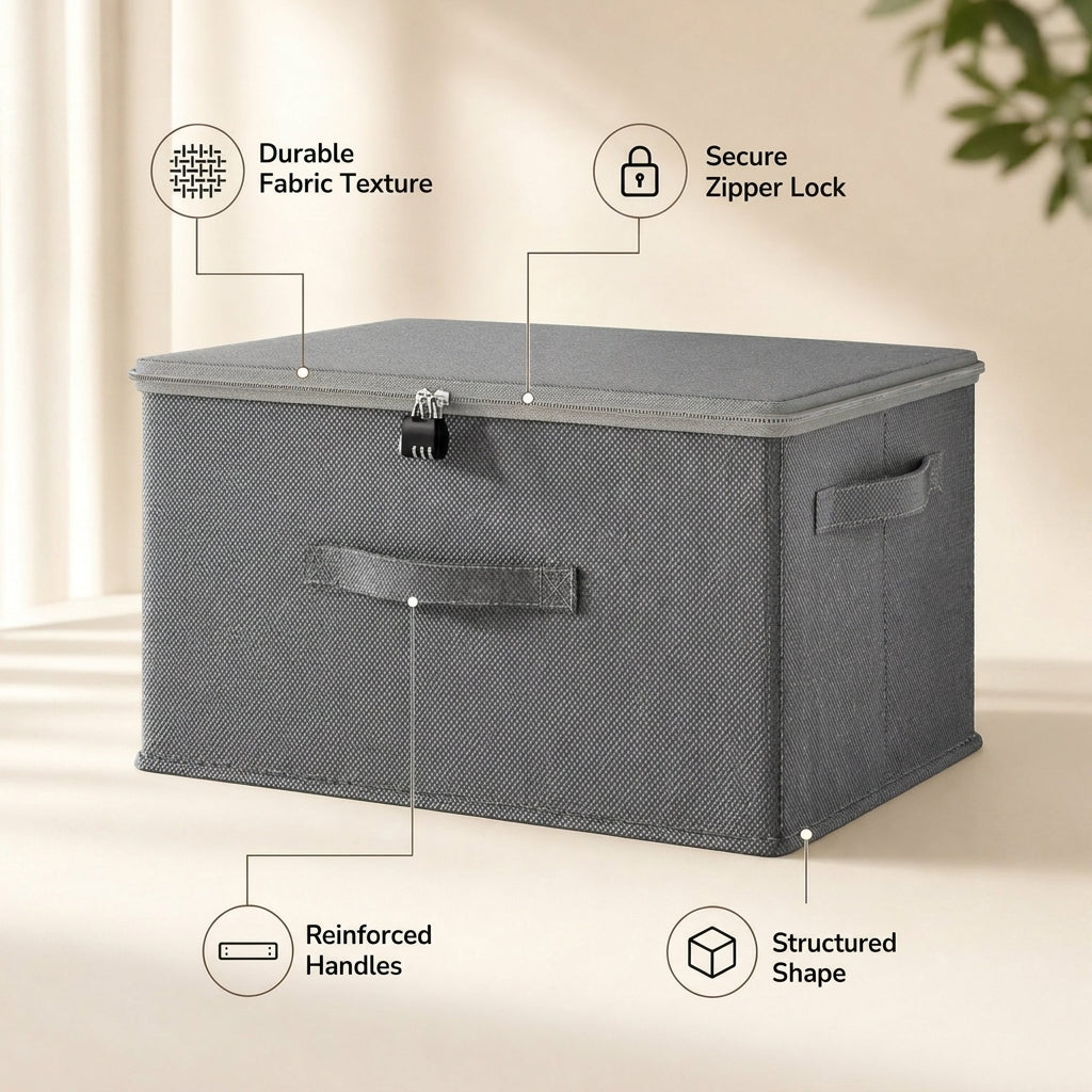 SOGA (60x40x30cm) Grey Fabric Storage Box Home Organizer