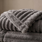 SOGA 230x200cm Grey Flannel Polyester Throw Blanket