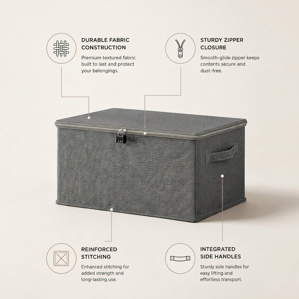 SOGA (40x30x20cm) Grey Fabric Storage Box Home Organizer ( Large)