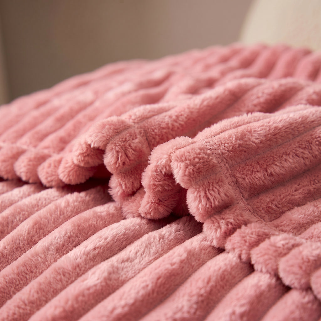 SOGA 230x200cm Pink Flannel Polyester Throw Blanket