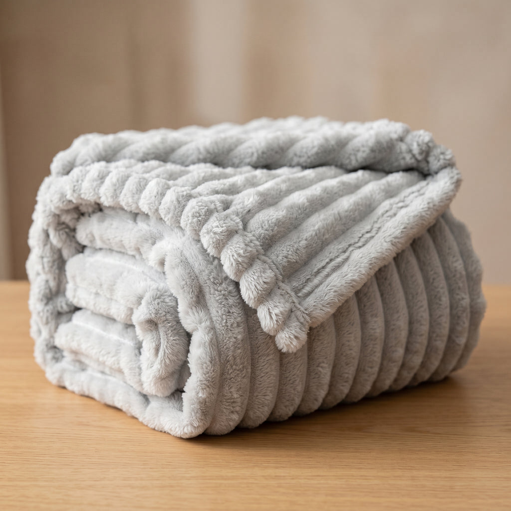 SOGA 230x200cm Silver Flannel Polyester Throw Blanket