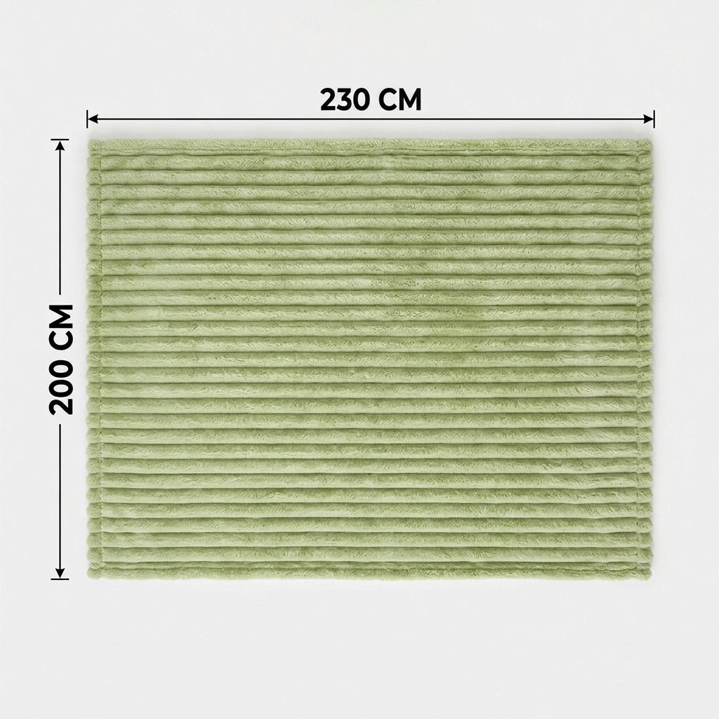 SOGA 230x200cm Light Green Flannel Polyester Throw Blanket