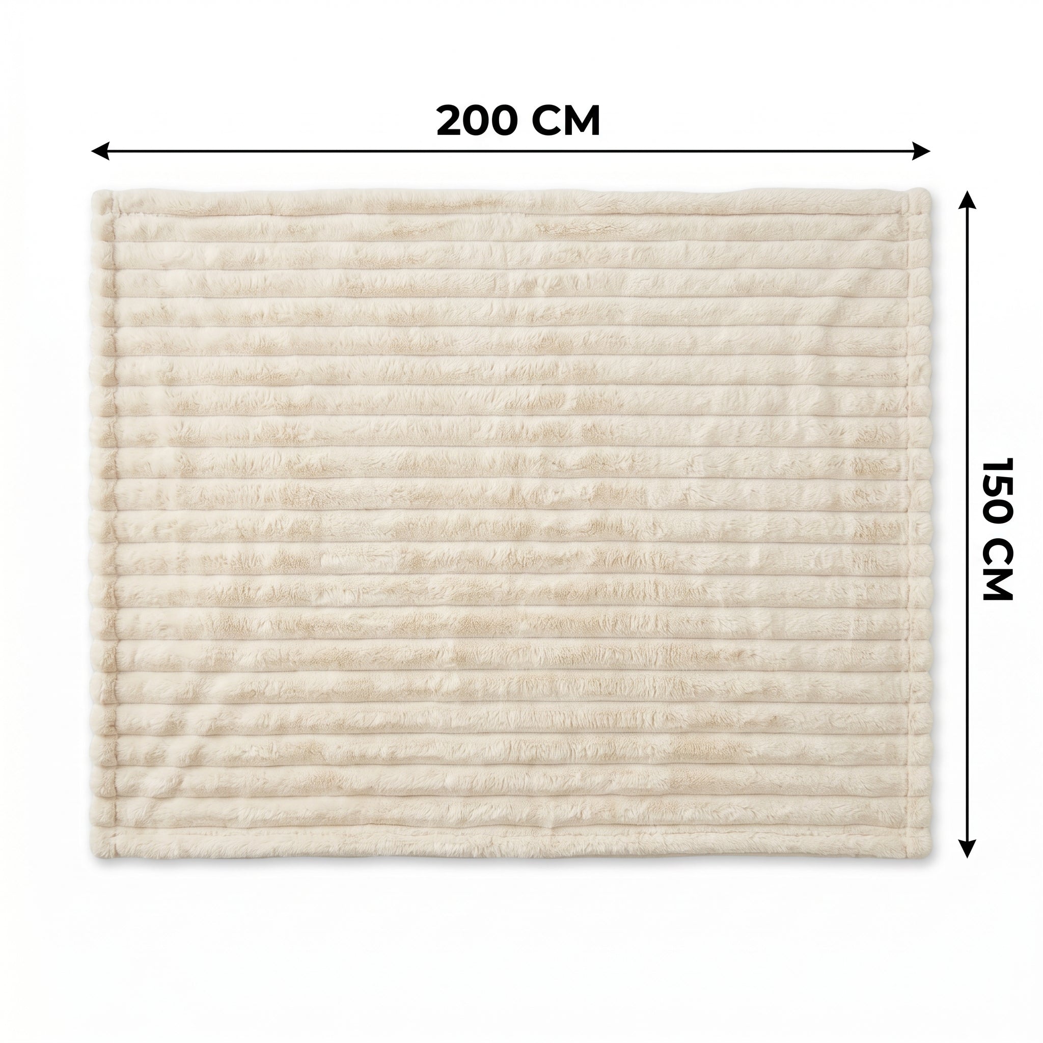 SOGA 150x200cm Cream Flannel Polyester Throw Blanket