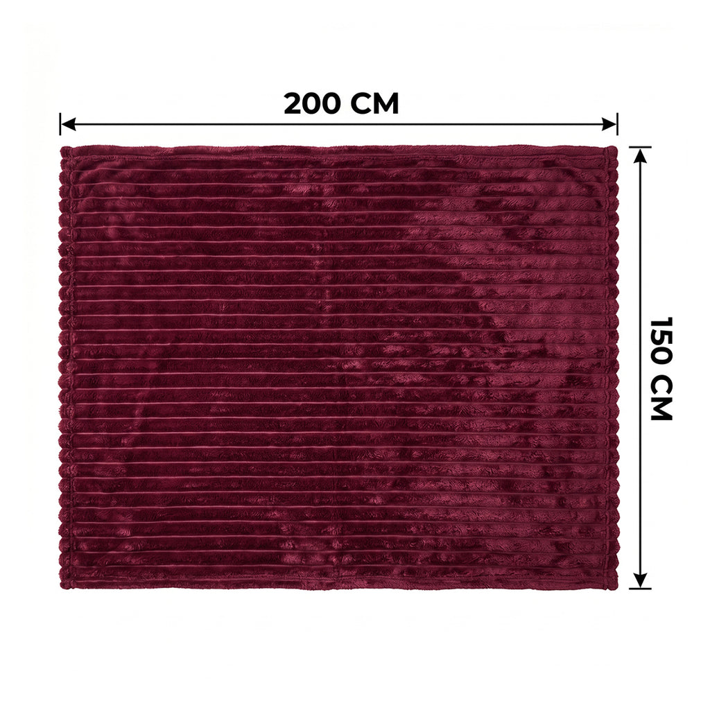 SOGA 150x200cm Burgundy Flannel Polyester Throw Blanket