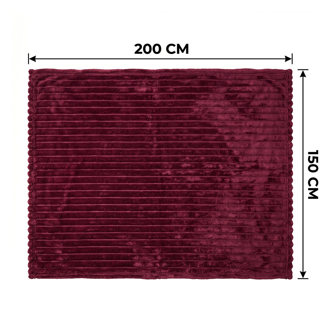SOGA 150x200cm Burgundy Flannel Polyester Throw Blanket