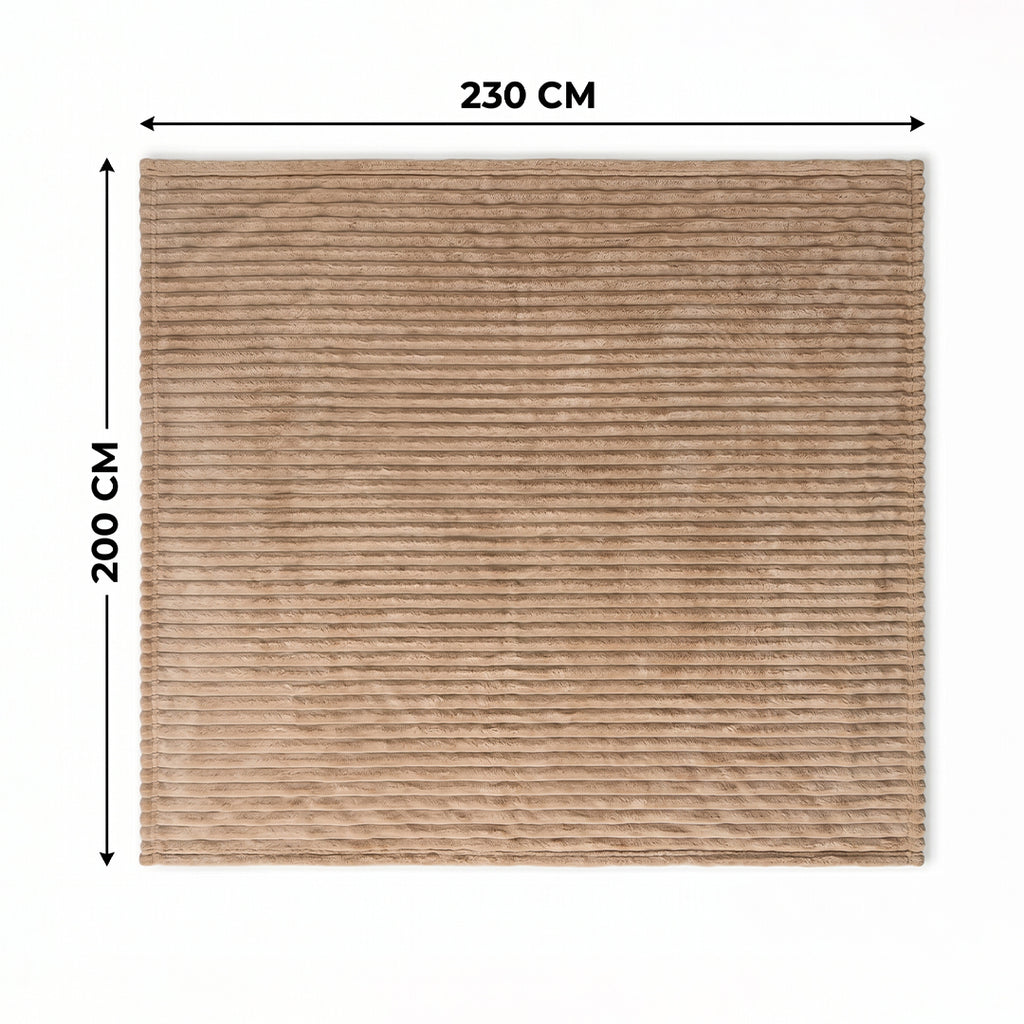 SOGA 230x200cm Light Coffee Flannel Polyester Throw Blanket