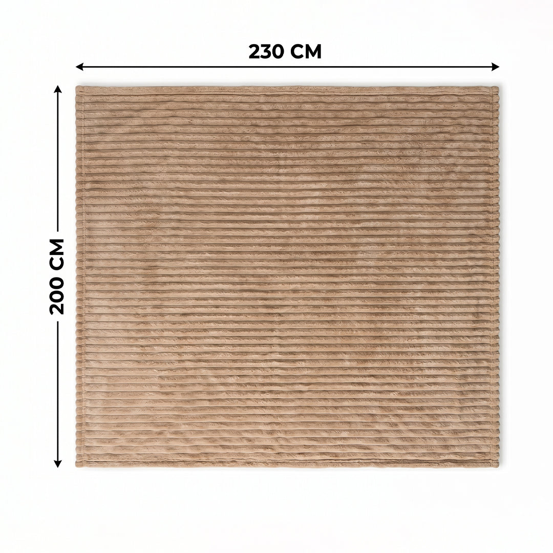SOGA 230x200cm Light Coffee Flannel Polyester Throw Blanket