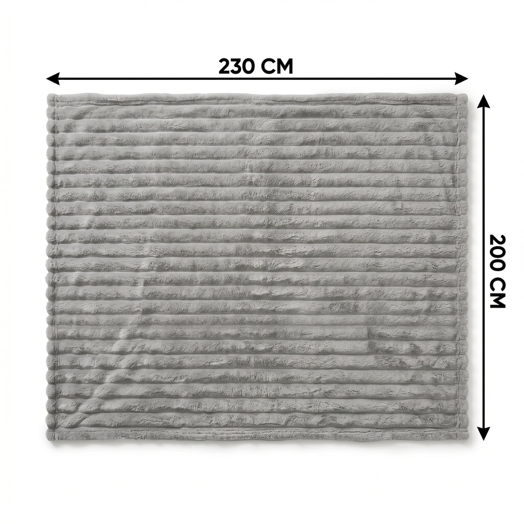 SOGA 230x200cm Silver Flannel Polyester Throw Blanket