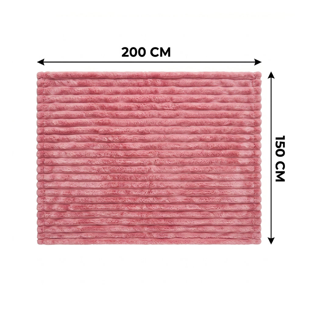 SOGA 150x200cm Pink Flannel Polyester Throw Blanket