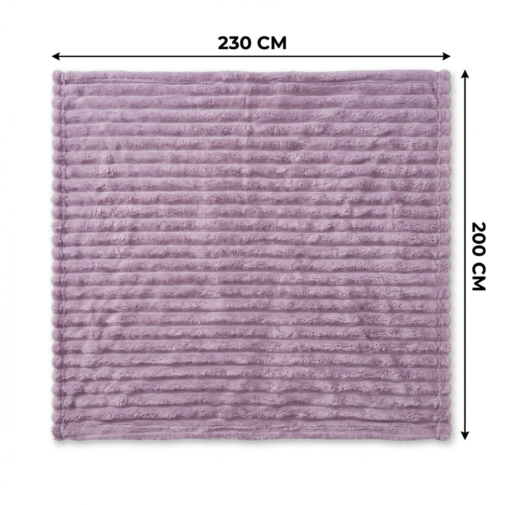 SOGA 230x200cm Purple Flannel Polyester Throw Blanket
