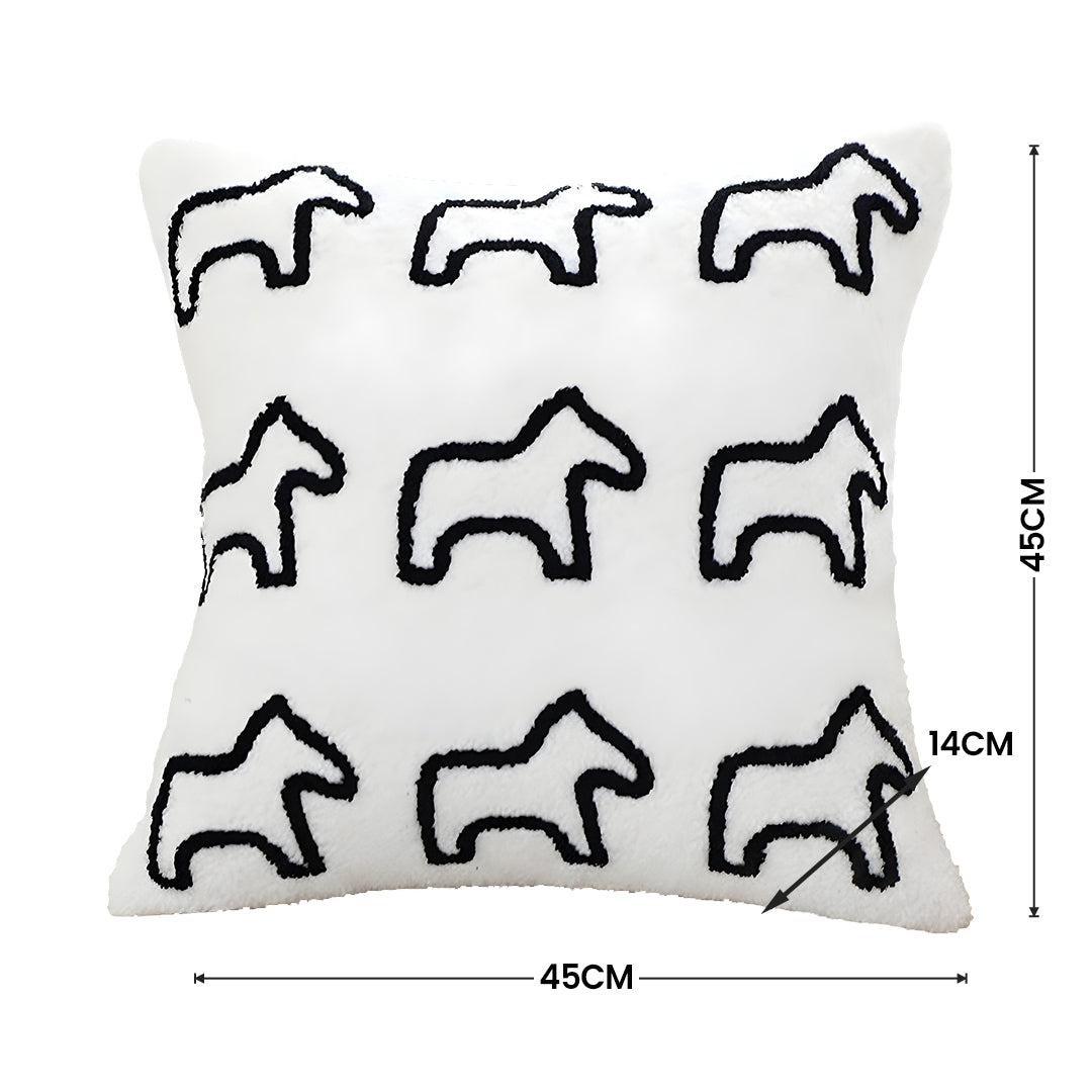 45cm Throw Pillow White Teddy Fleece Square