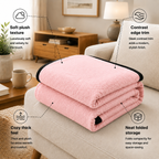 SOGA 230x200cm Pink Flannel Polyester Throw Blanket