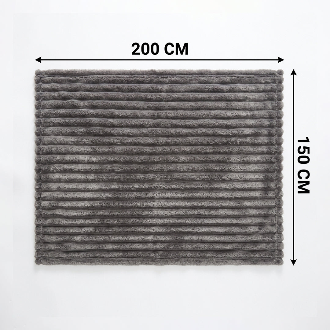 SOGA 230x200cm Grey Flannel Polyester Throw Blanket